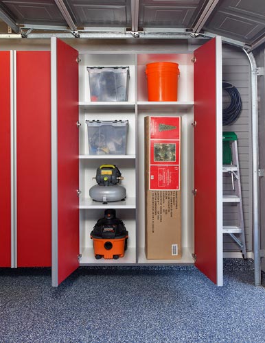 Red Garage Cabinets